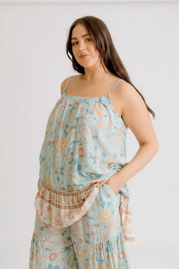 Bridie Printed Top - Sea Green