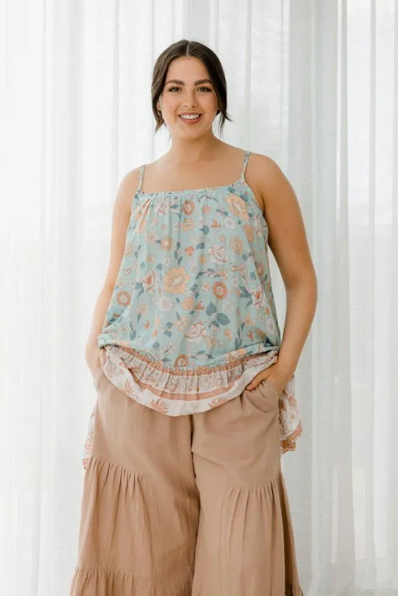 Bridie Printed Top - Sea Green