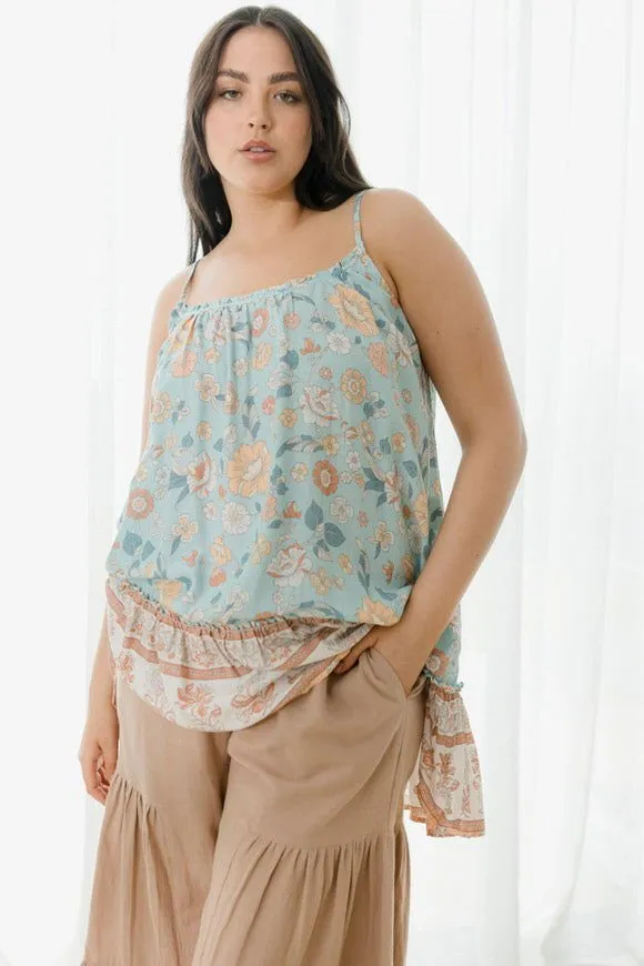 Bridie Printed Top - Sea Green