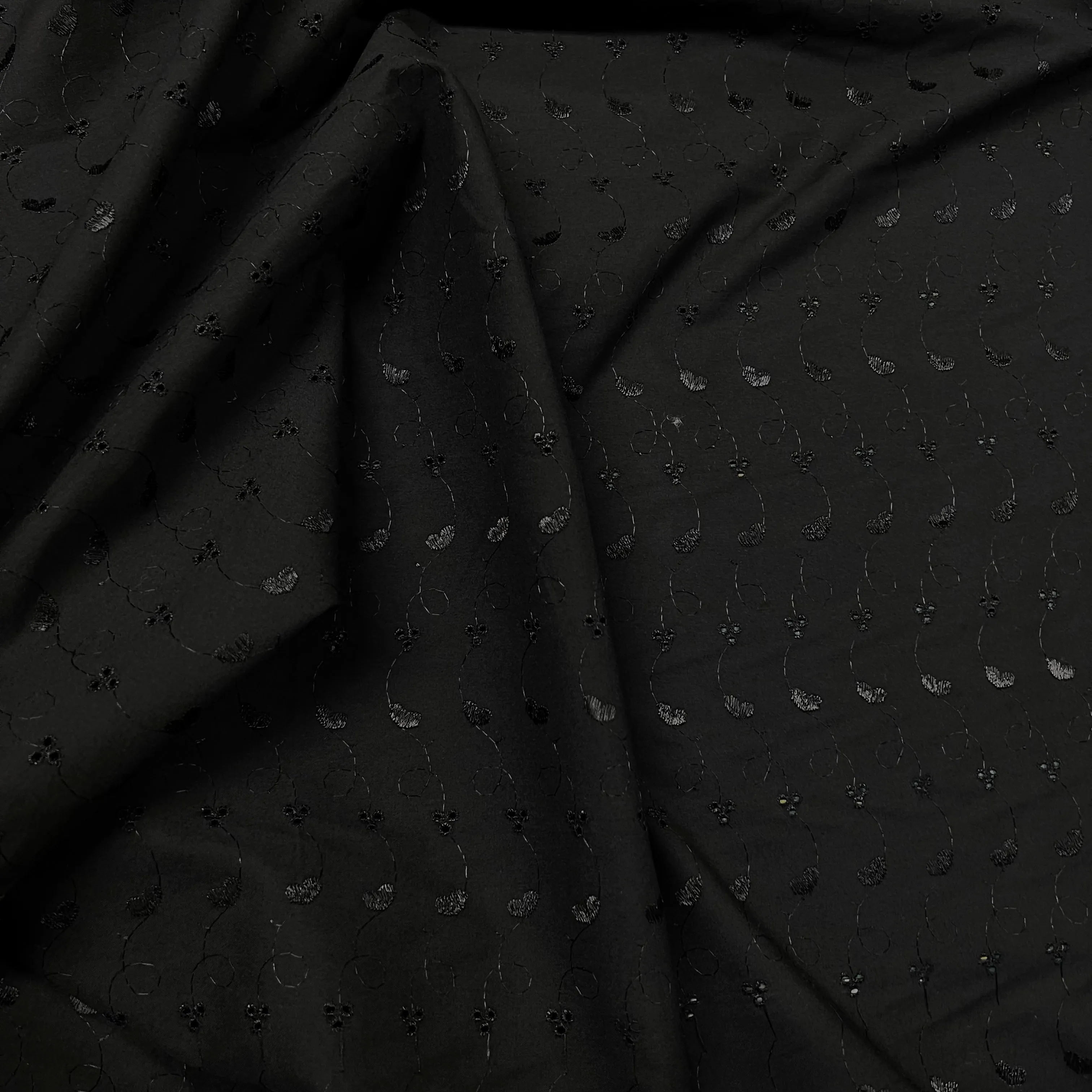 Broderie Anglaise | Embroidered Cotton | Black