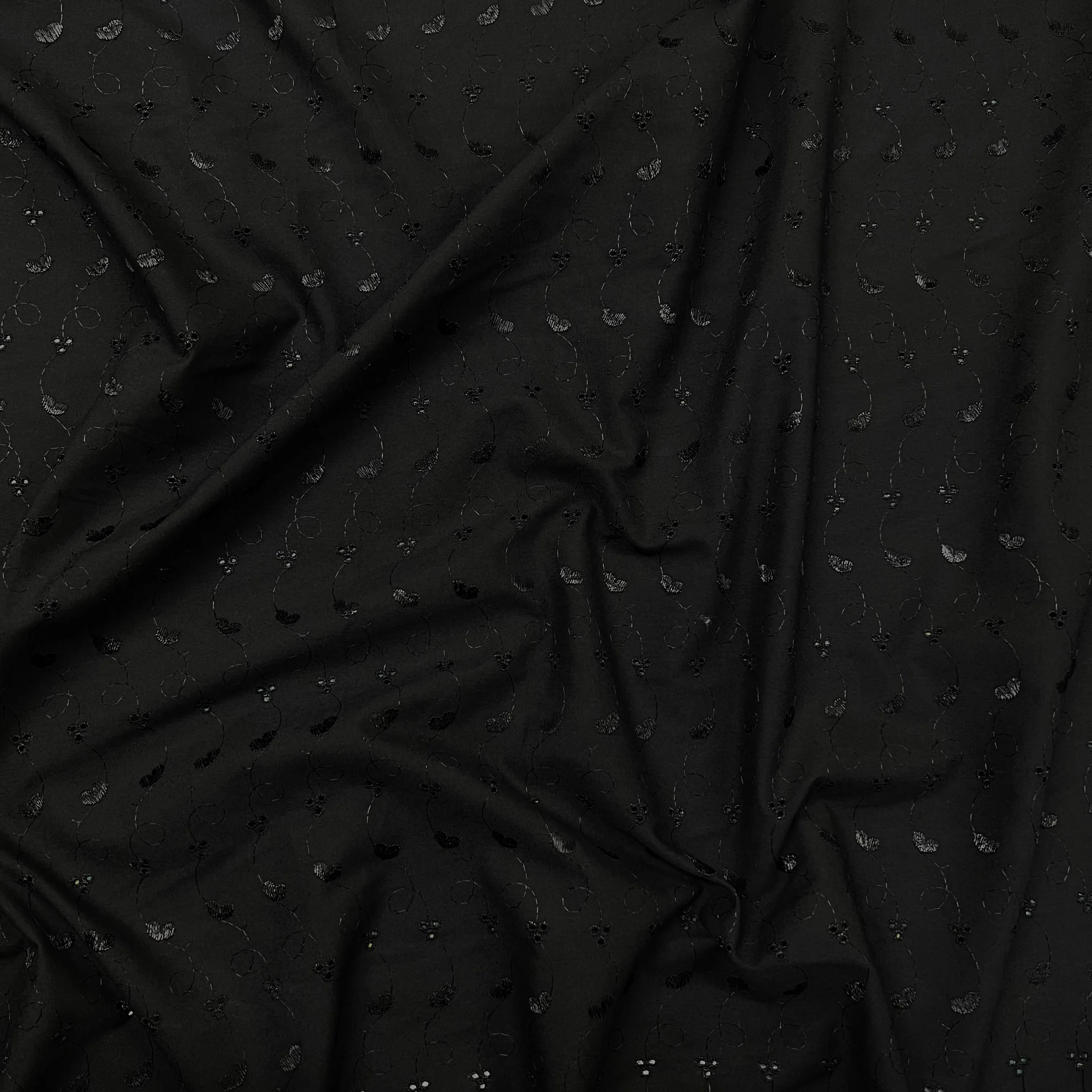 Broderie Anglaise | Embroidered Cotton | Black