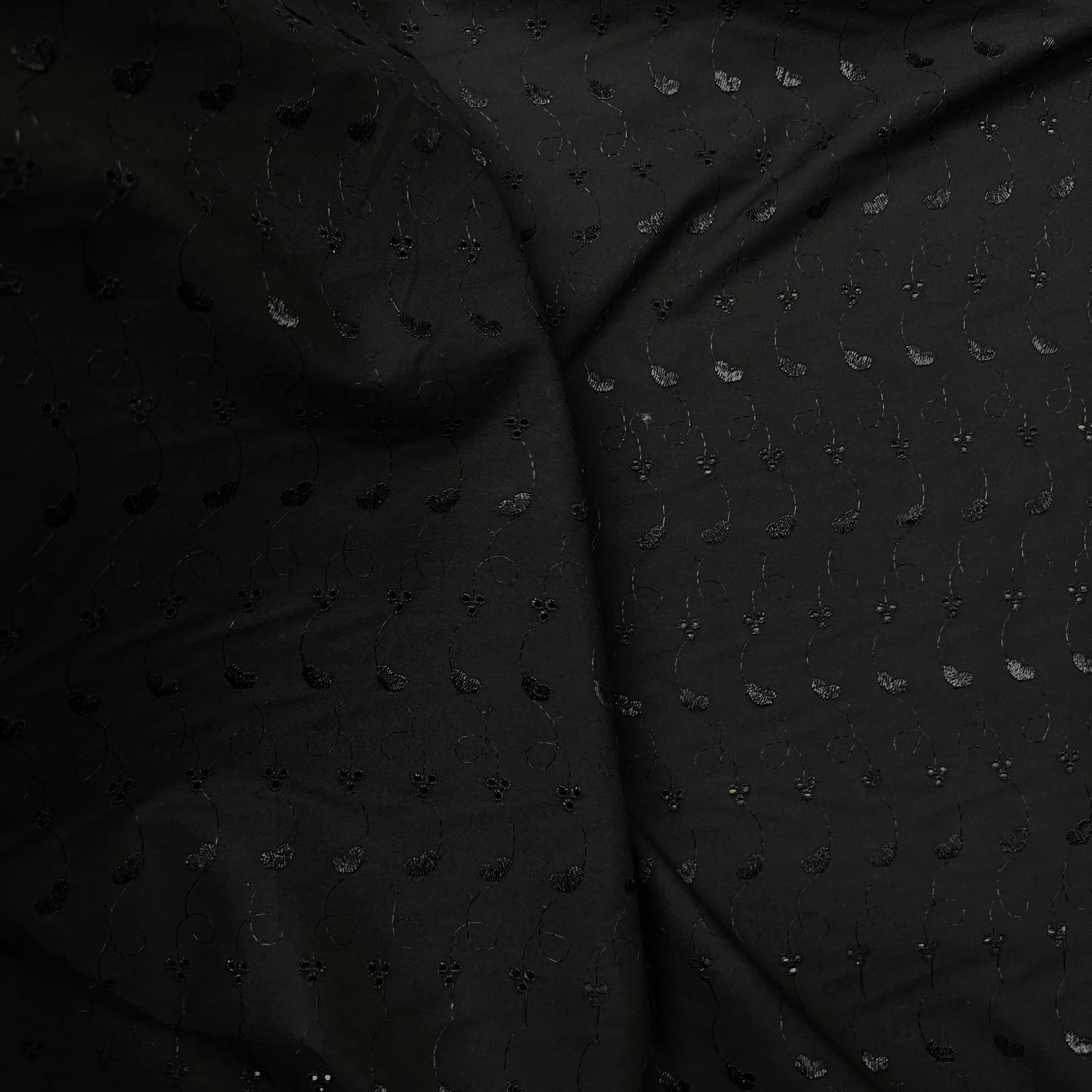 Broderie Anglaise | Embroidered Cotton | Black