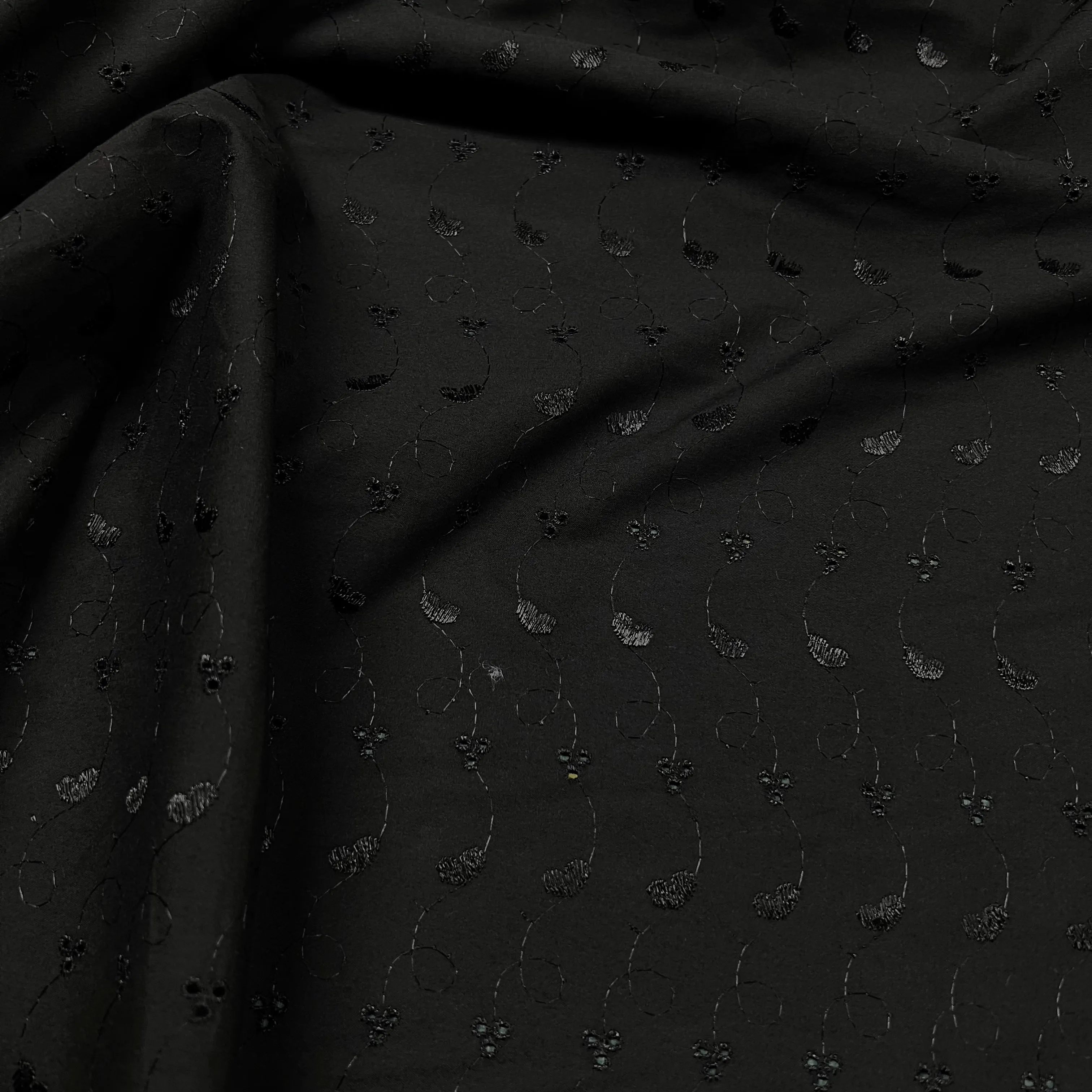 Broderie Anglaise | Embroidered Cotton | Black