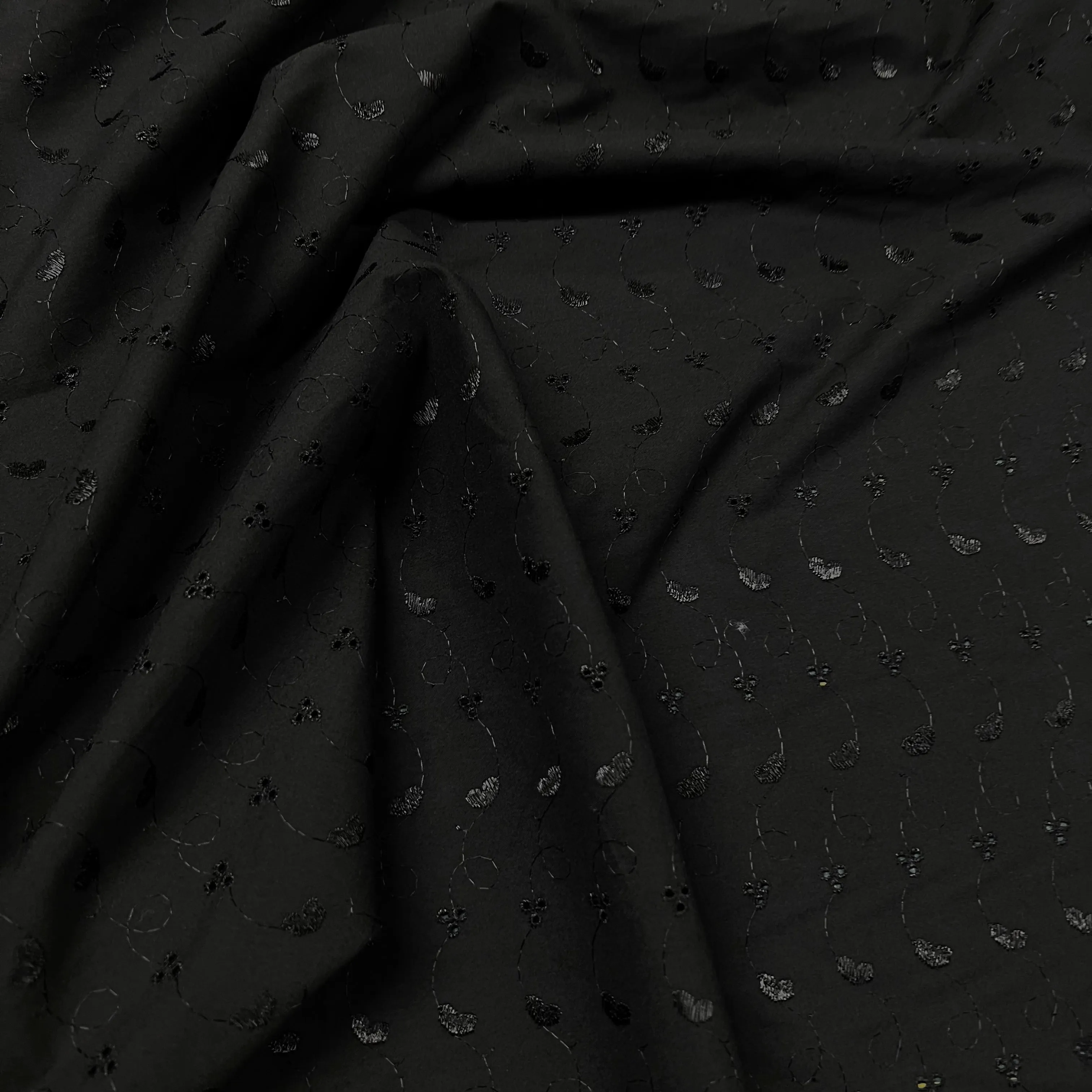 Broderie Anglaise | Embroidered Cotton | Black