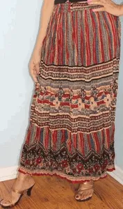 Broomstick Skirt ! Printed Crinkle Rayon ! One Size, Fits Most !