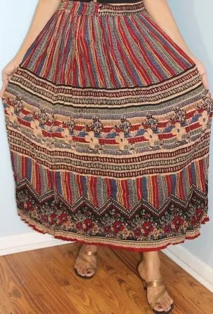 Broomstick Skirt ! Printed Crinkle Rayon ! One Size, Fits Most !