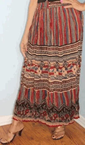 Broomstick Skirt ! Printed Crinkle Rayon ! One Size, Fits Most !