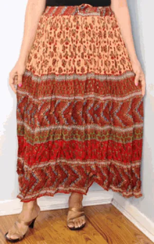 Broomstick Skirt ! Red Crinkle Rayon ! One Size, Fits Most !