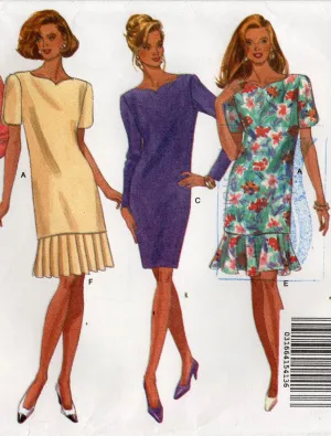 Butterick 6580 Womens EASY Straight Dress Top & Skirt 1990s Vintage Sewing Pattern Sizes 18 - 22 UNCUT Factory Folded