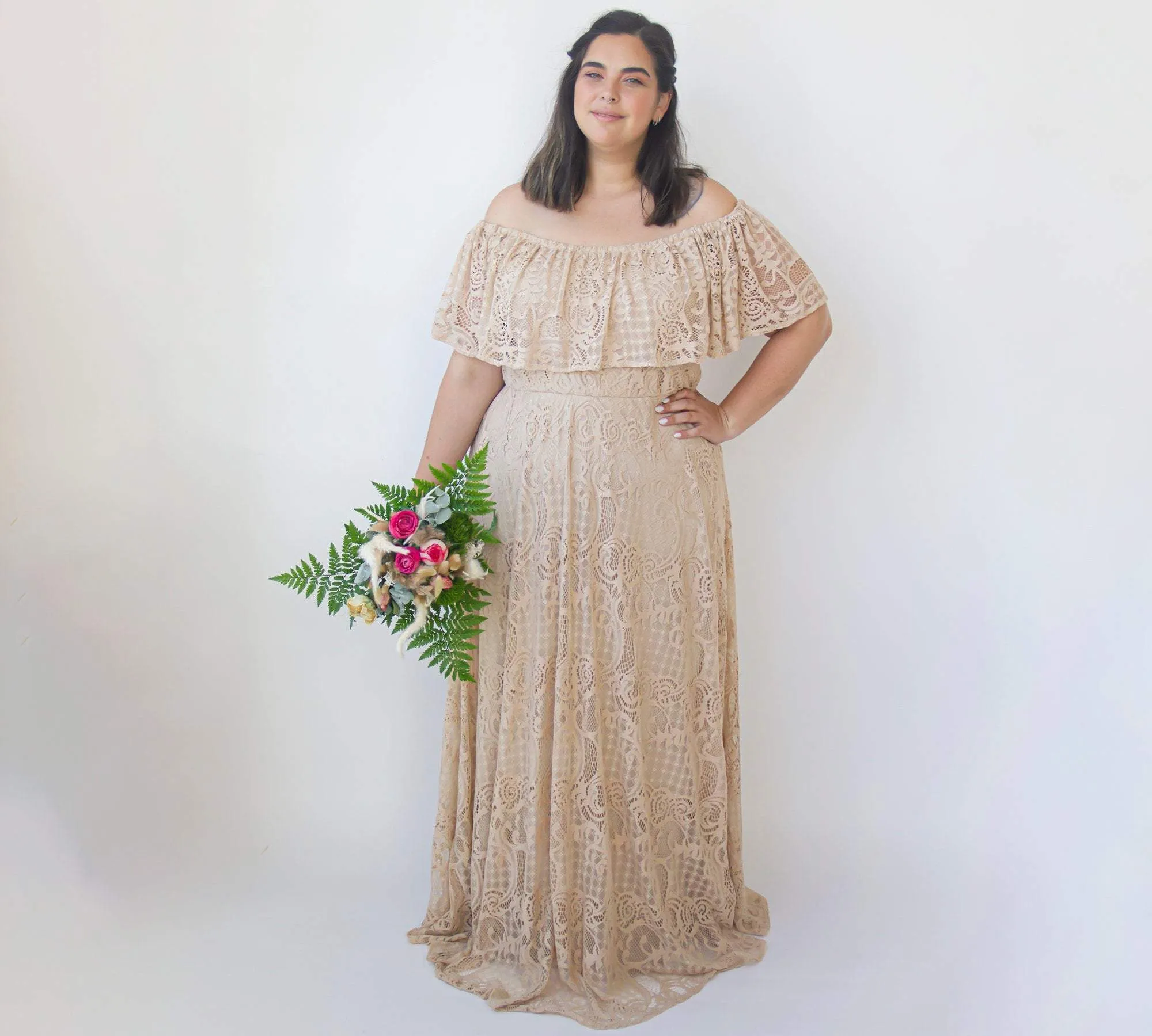 Champagne Ruffled Dress #1327