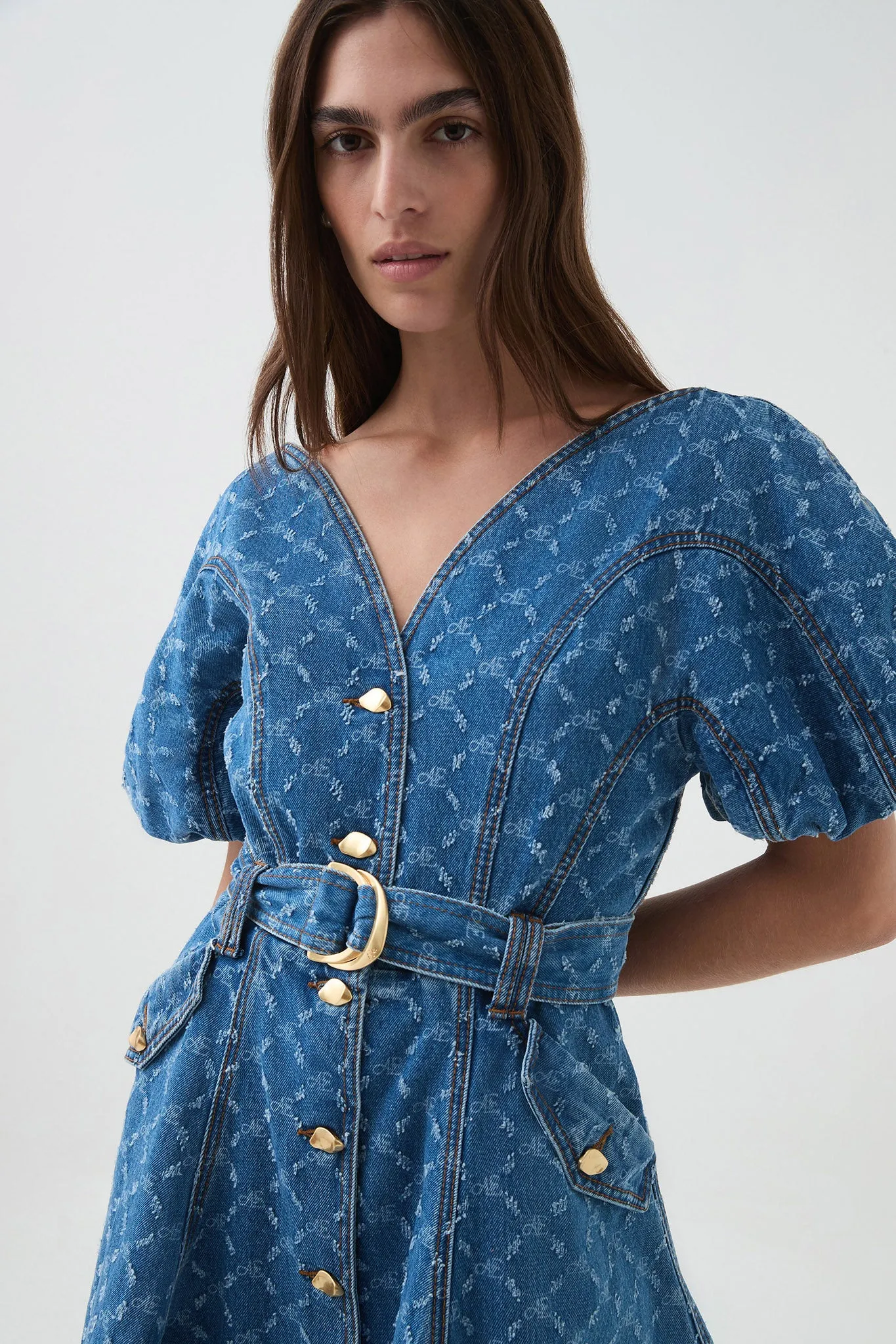 Check Denim Mini Dress
