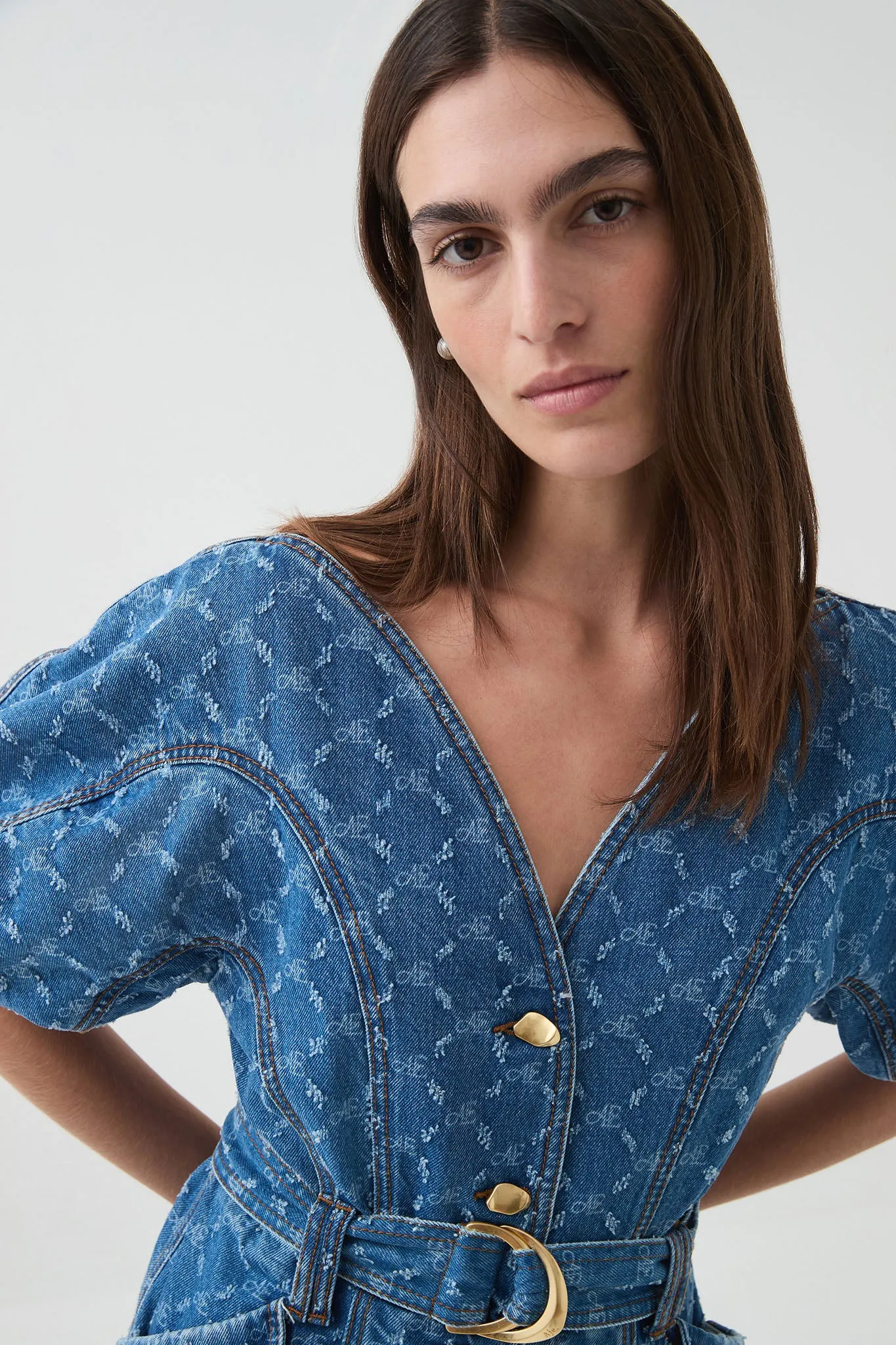 Check Denim Mini Dress