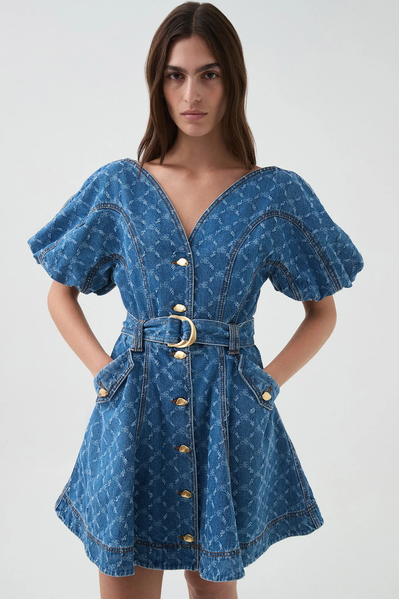 Check Denim Mini Dress