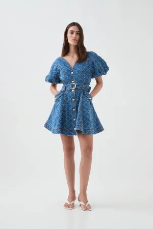 Check Denim Mini Dress