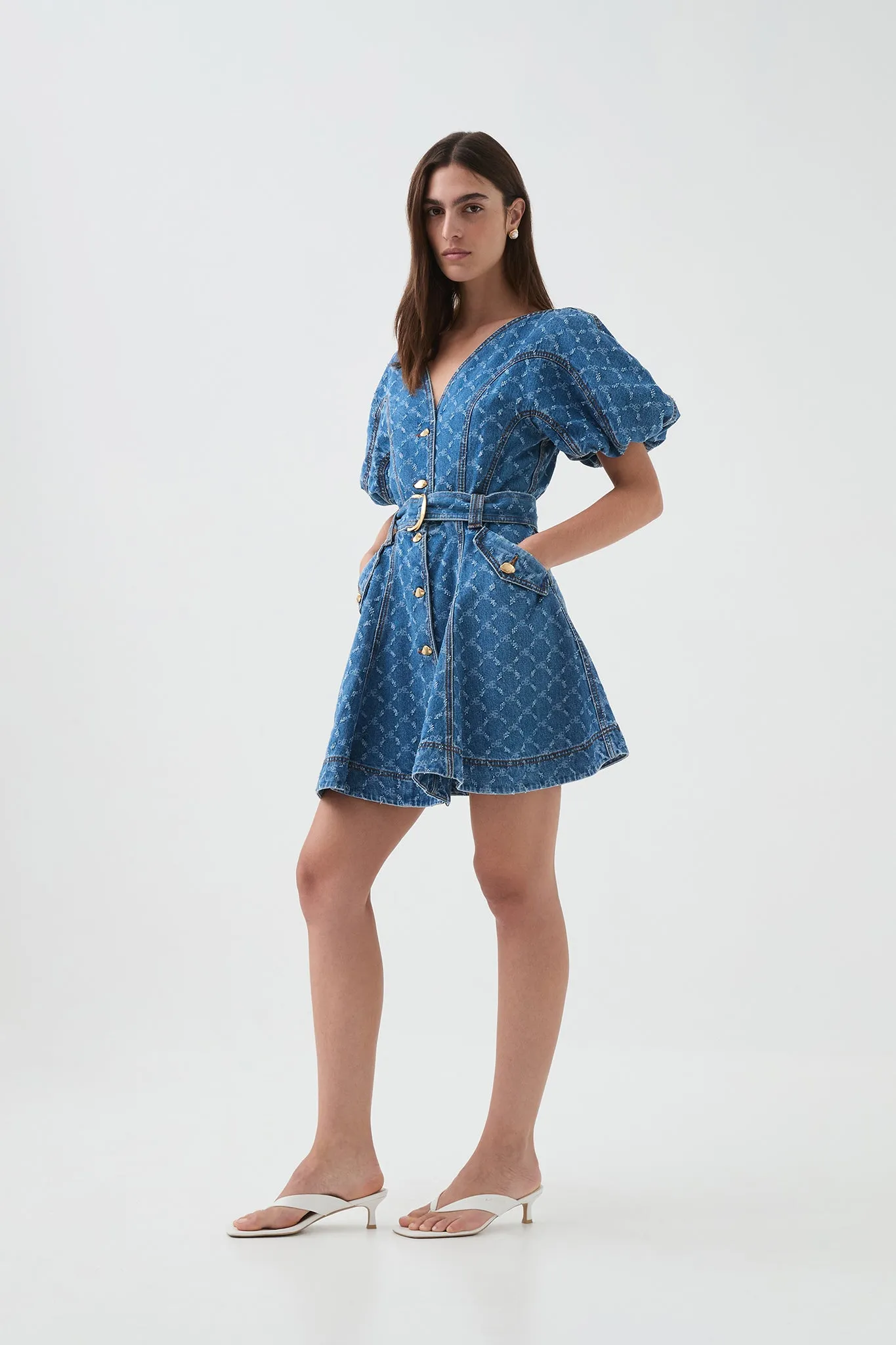 Check Denim Mini Dress