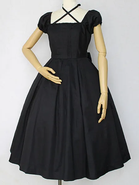 Classic Lolita OP Dress Cross Bow Pleated Lolita One Piece Dress