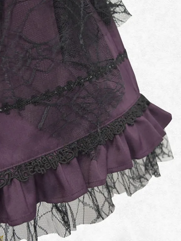 Classic Lolita SK Lace Lace Up Purple Lolita Skirts