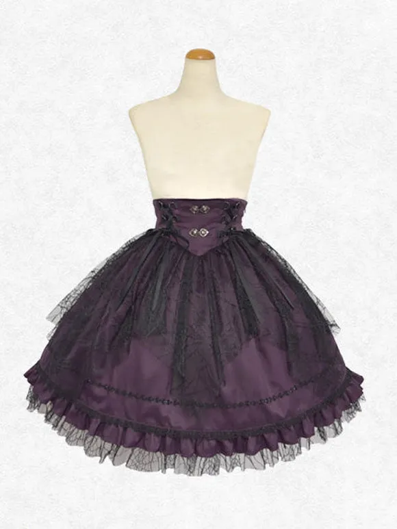 Classic Lolita SK Lace Lace Up Purple Lolita Skirts