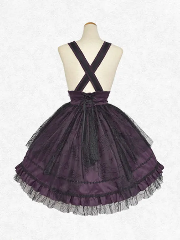 Classic Lolita SK Lace Lace Up Purple Lolita Skirts