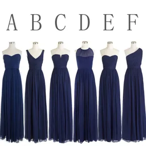 Classic Popular Navy Blue Mismatched Cheap Long Bridesmaid Dresses, BG51260