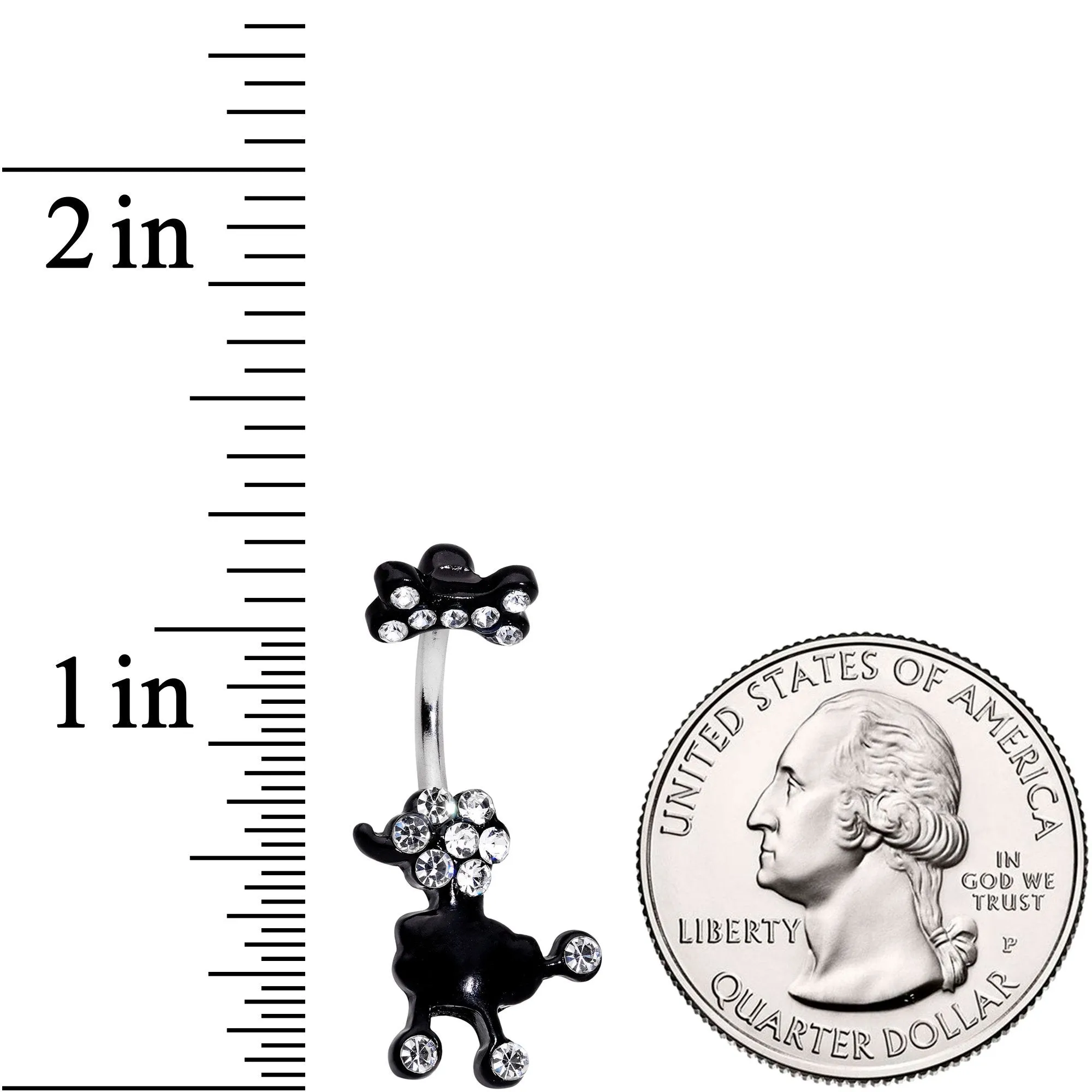 Clear Gem Give a Dog a Bone Double Mount Belly Ring