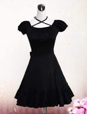 Cotton Black Ruffles Classic Lolita Dress
