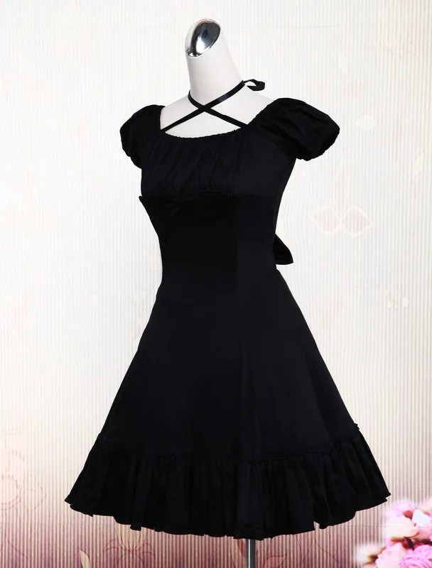 Cotton Black Ruffles Classic Lolita Dress