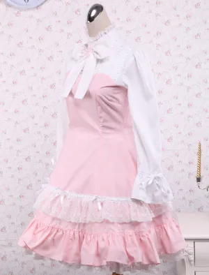 Cotton Pink And White Lace Classic Lolita Dress