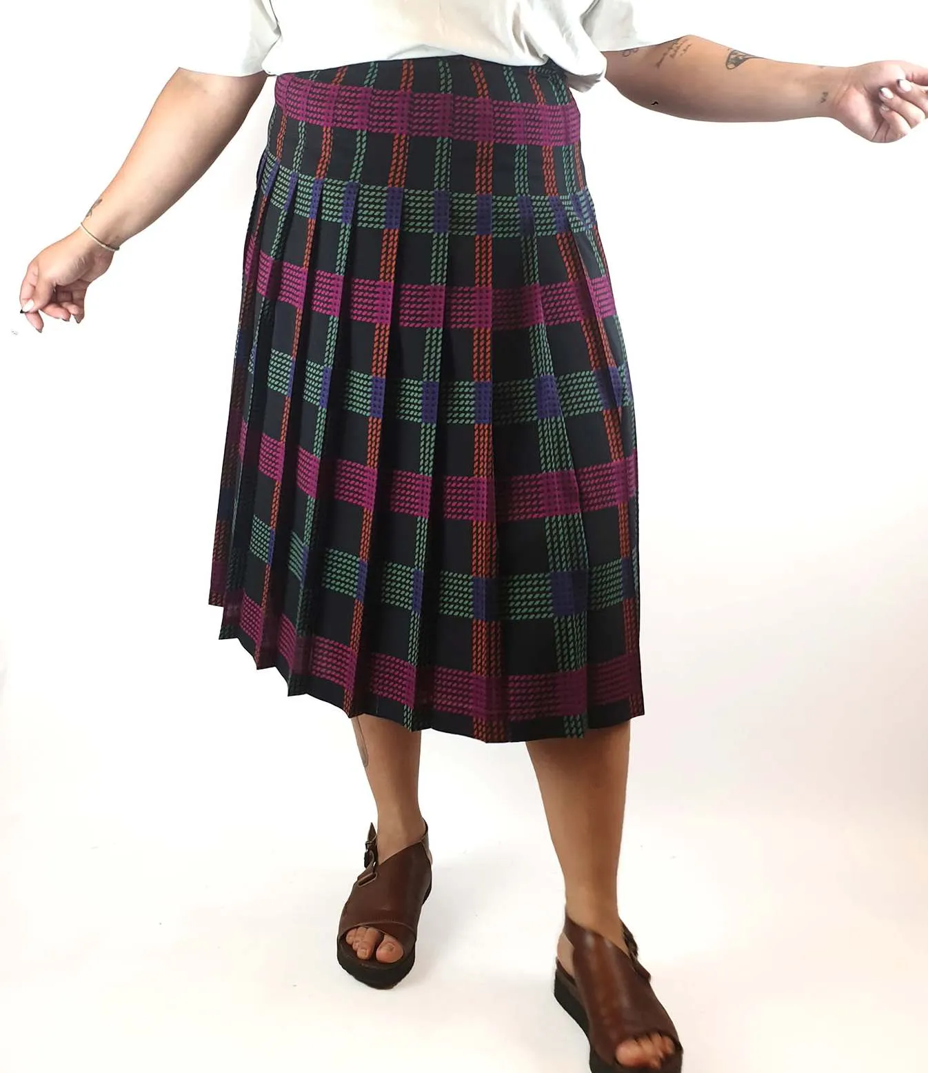 Country Casuals vintage pleated midi skirt size UK18