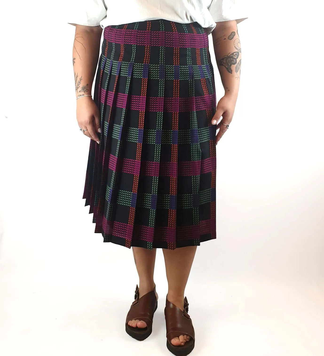 Country Casuals vintage pleated midi skirt size UK18