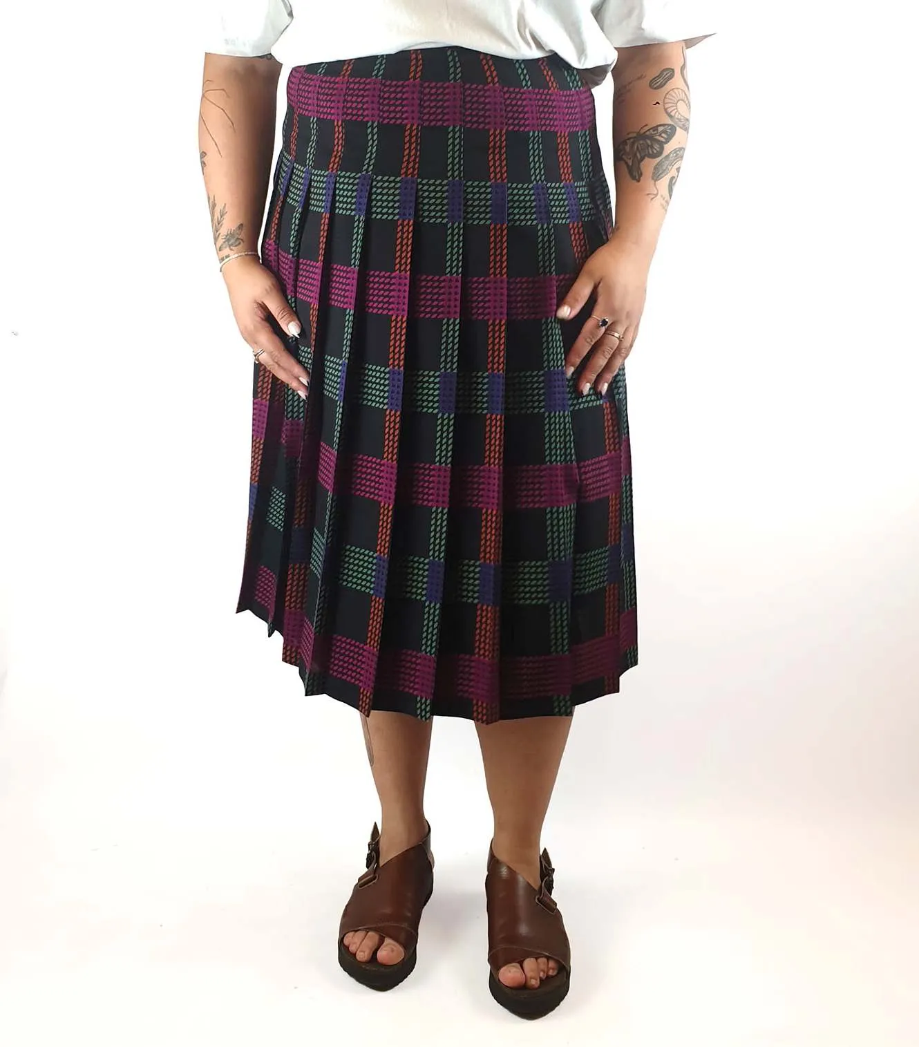 Country Casuals vintage pleated midi skirt size UK18