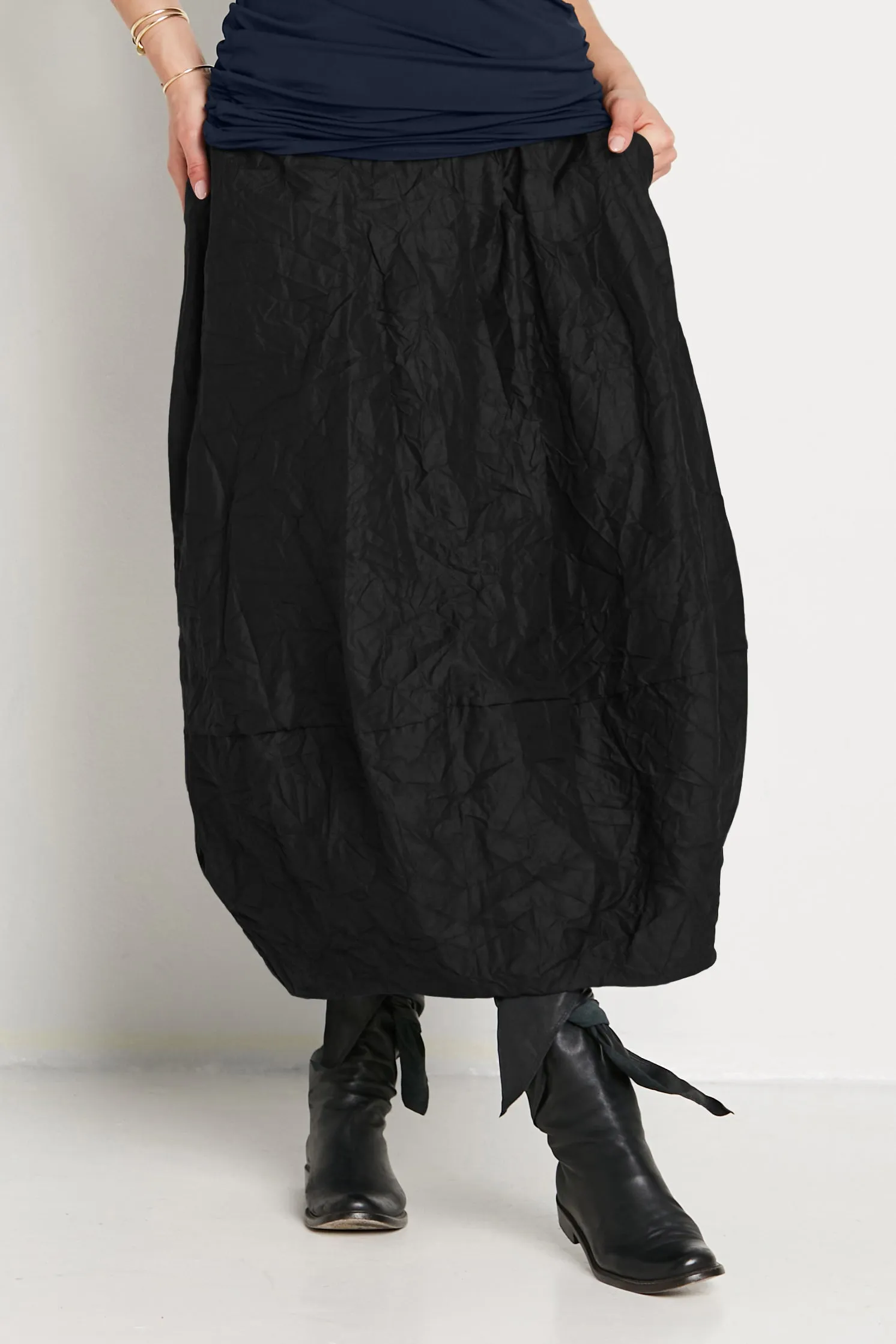 Crushed Nylon Puff Skirt