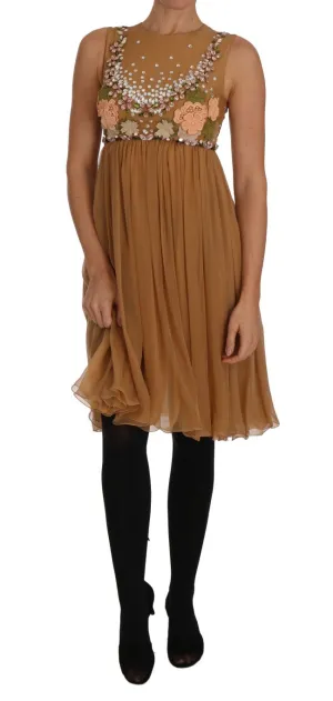 Crystal Silk Gold A-Line Gown Dress