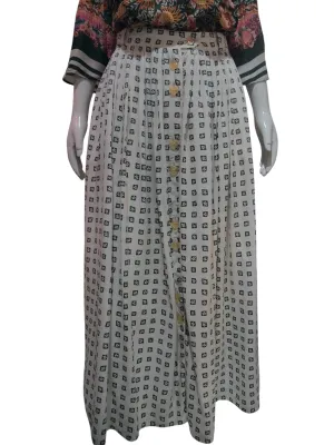 Cubed Star Pleats - Vintage White Green Pleated Skirt