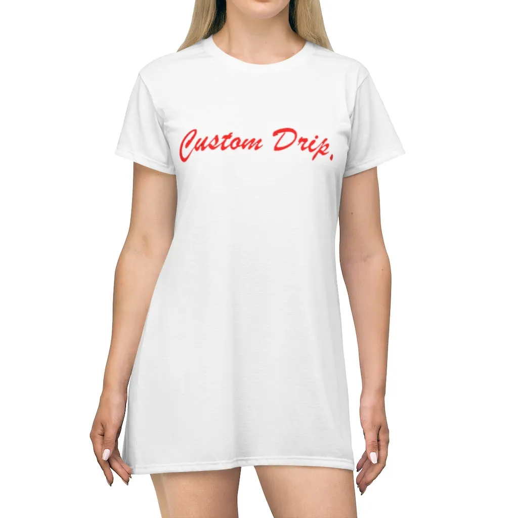 Custom Drip Script T-Shirt Dress