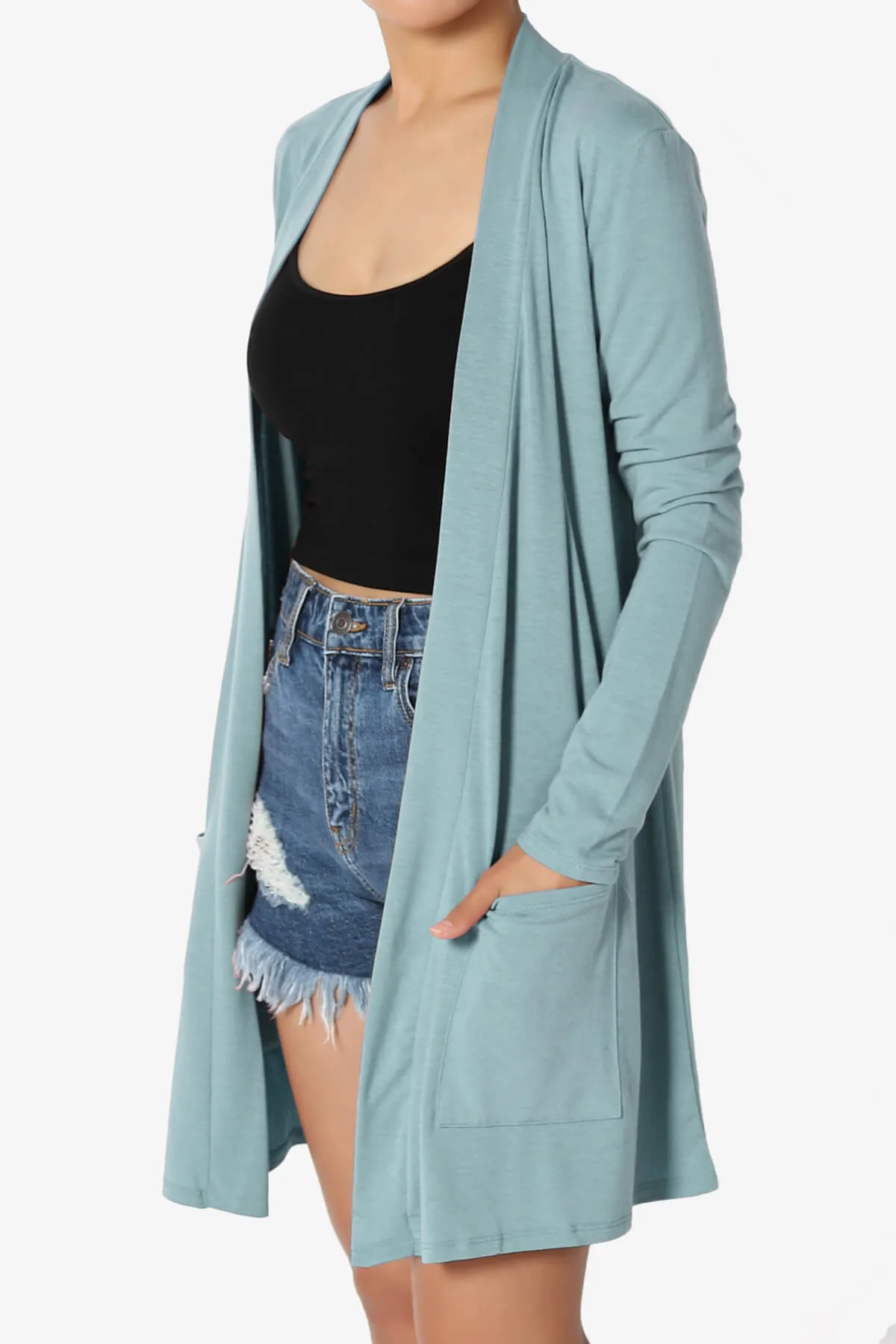 Daday Long Sleeve Pocket Open Front Cardigan