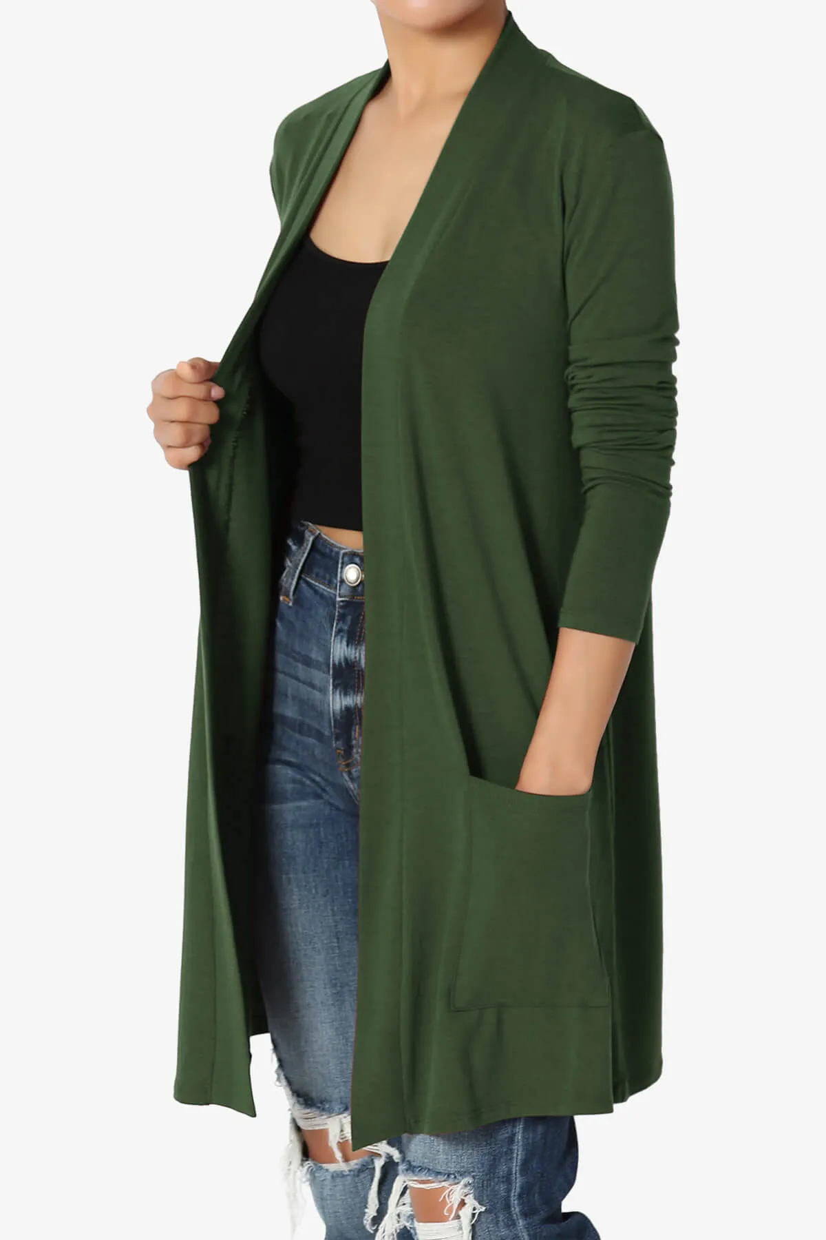 Daday Long Sleeve Pocket Open Front Cardigan
