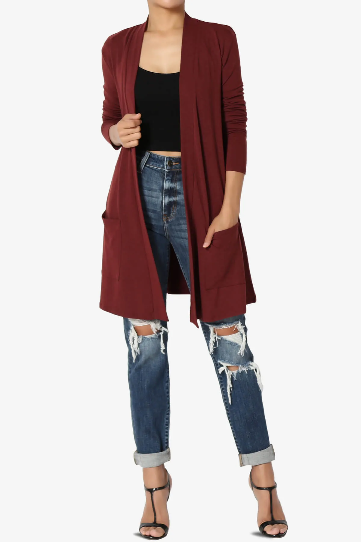 Daday Long Sleeve Pocket Open Front Cardigan