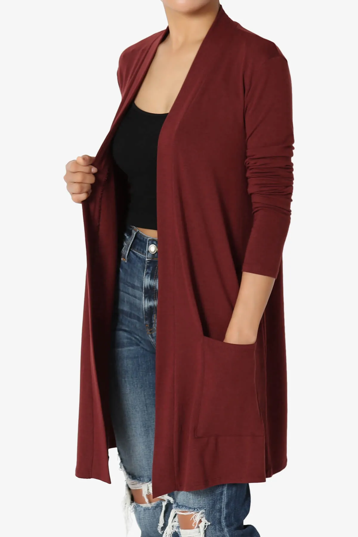 Daday Long Sleeve Pocket Open Front Cardigan