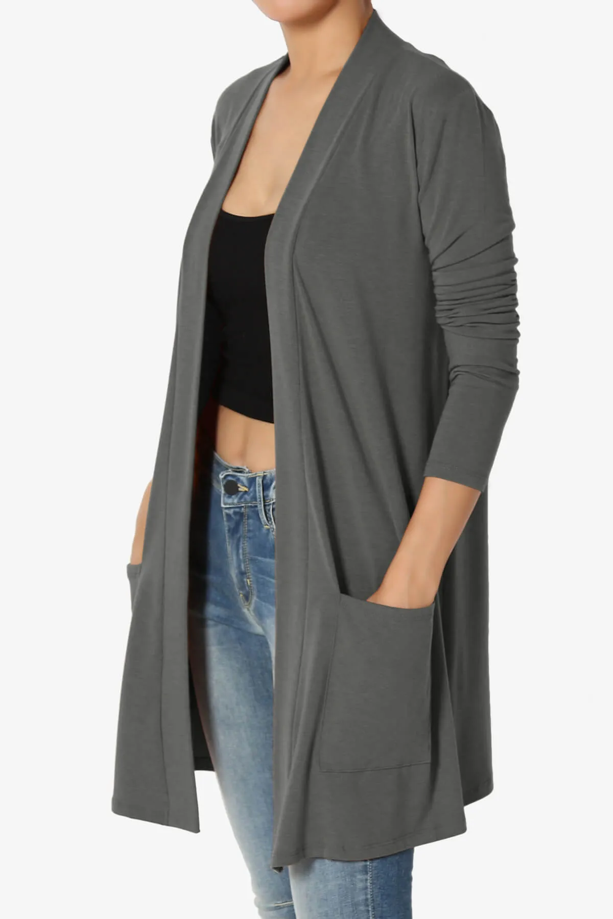 Daday Long Sleeve Pocket Open Front Cardigan
