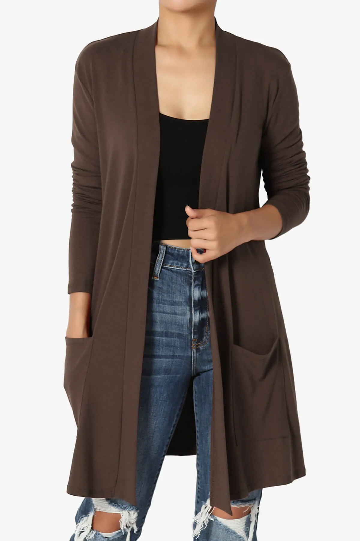 Daday Long Sleeve Pocket Open Front Cardigan