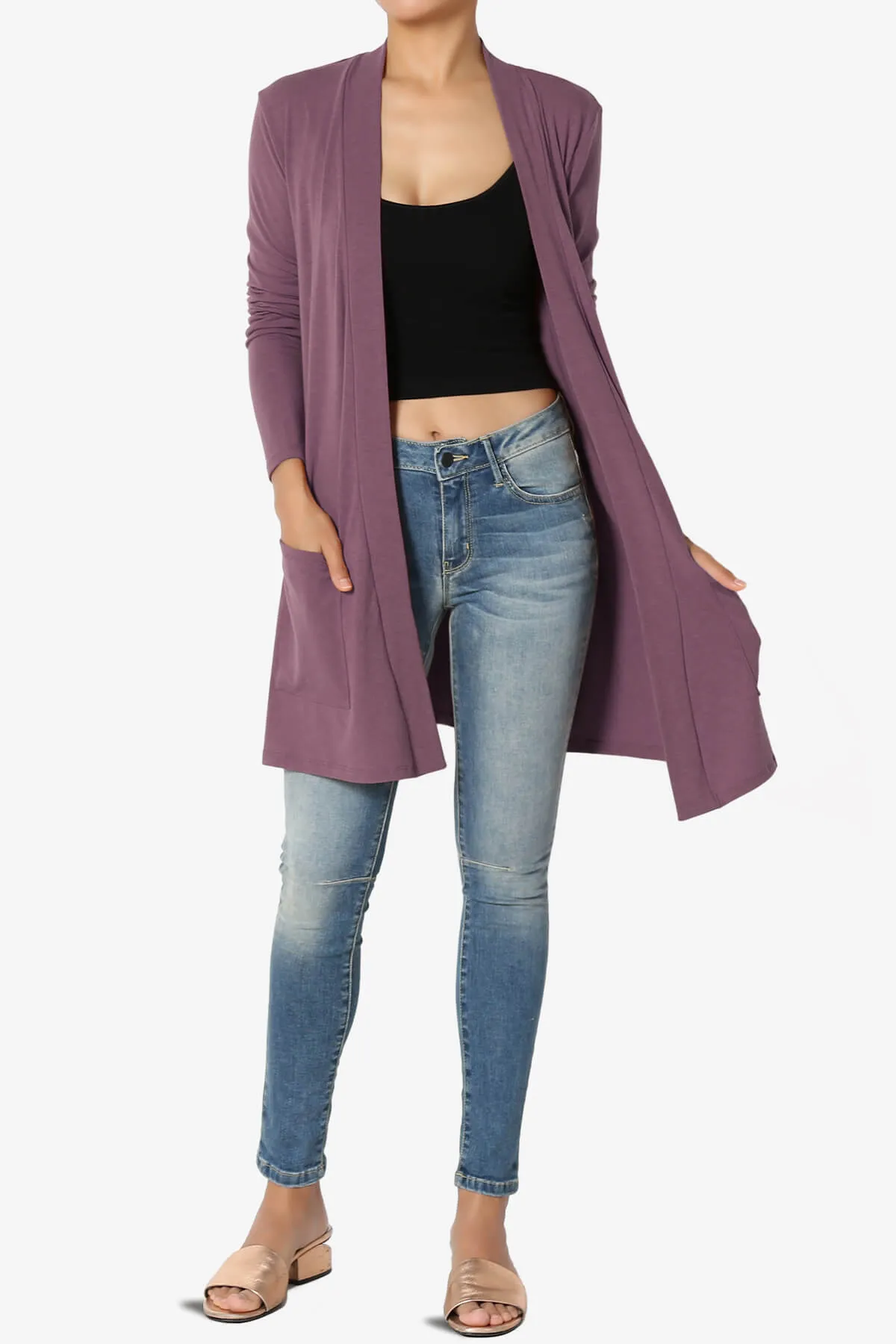 Daday Long Sleeve Pocket Open Front Cardigan