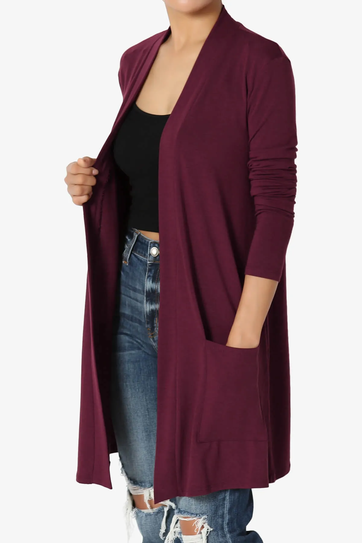 Daday Long Sleeve Pocket Open Front Cardigan