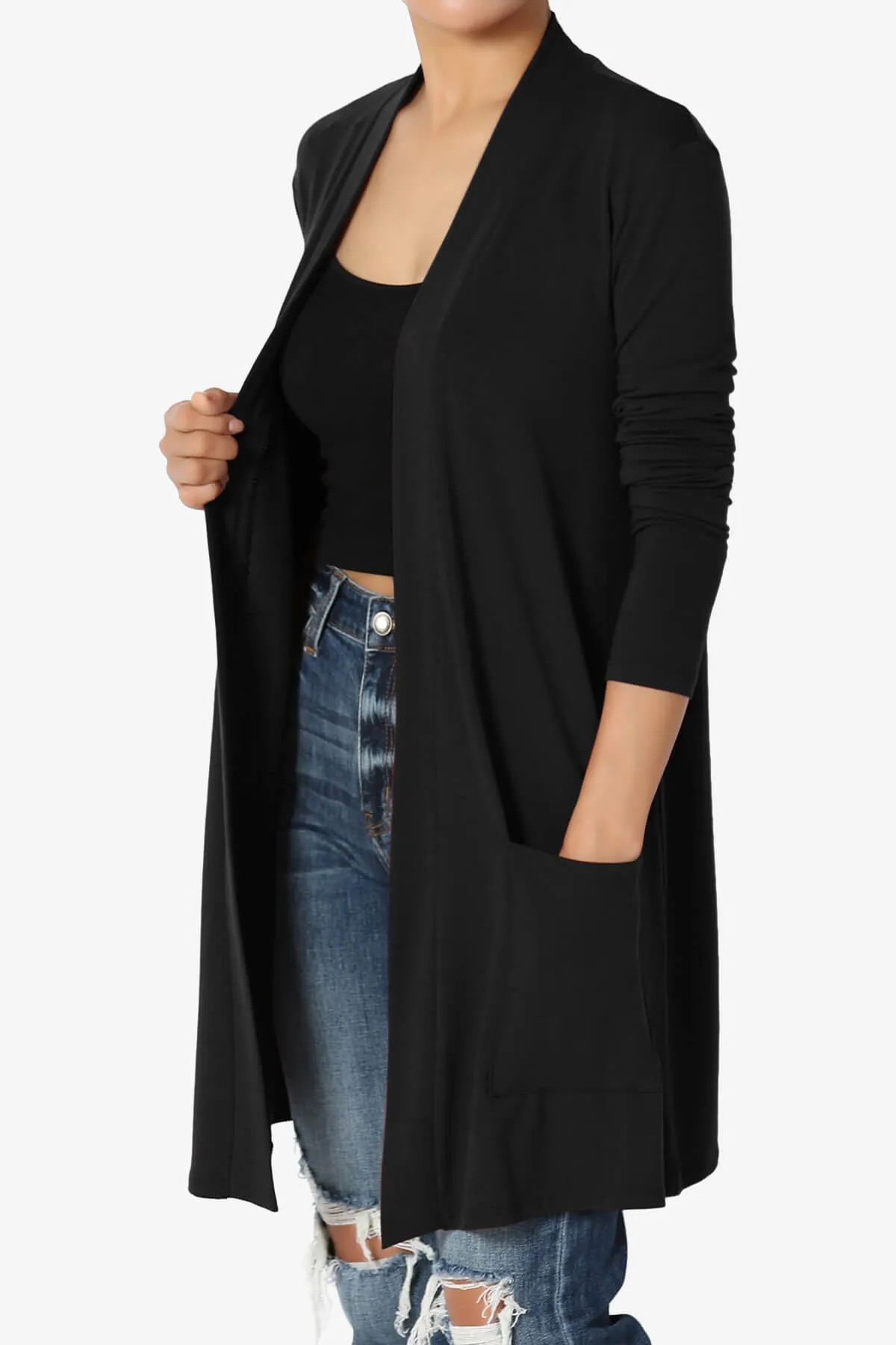 Daday Long Sleeve Pocket Open Front Cardigan
