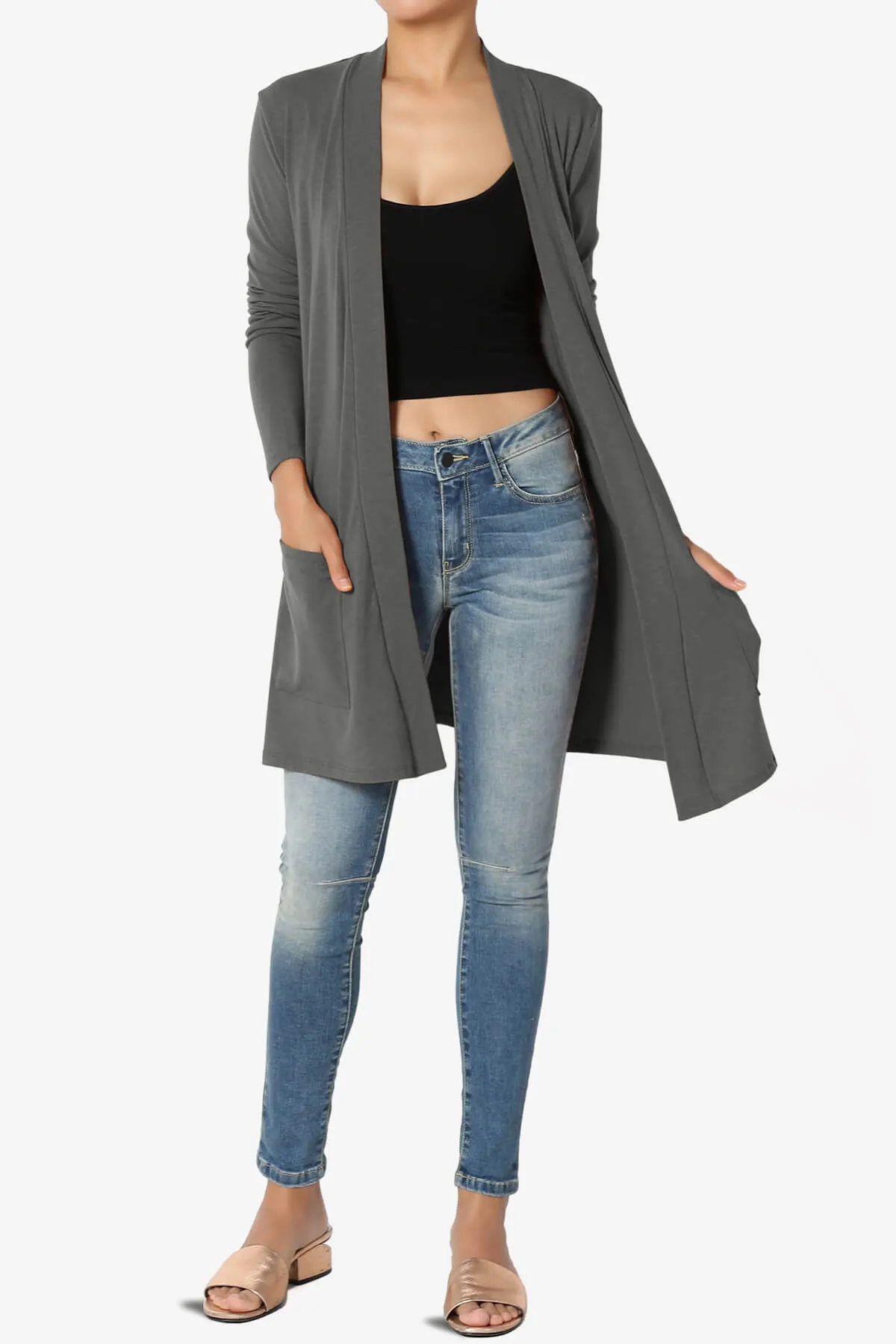 Daday Long Sleeve Pocket Open Front Cardigan