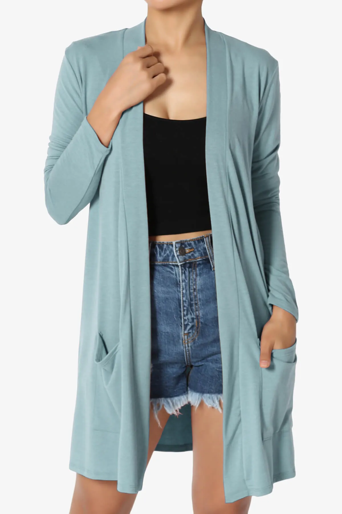 Daday Long Sleeve Pocket Open Front Cardigan