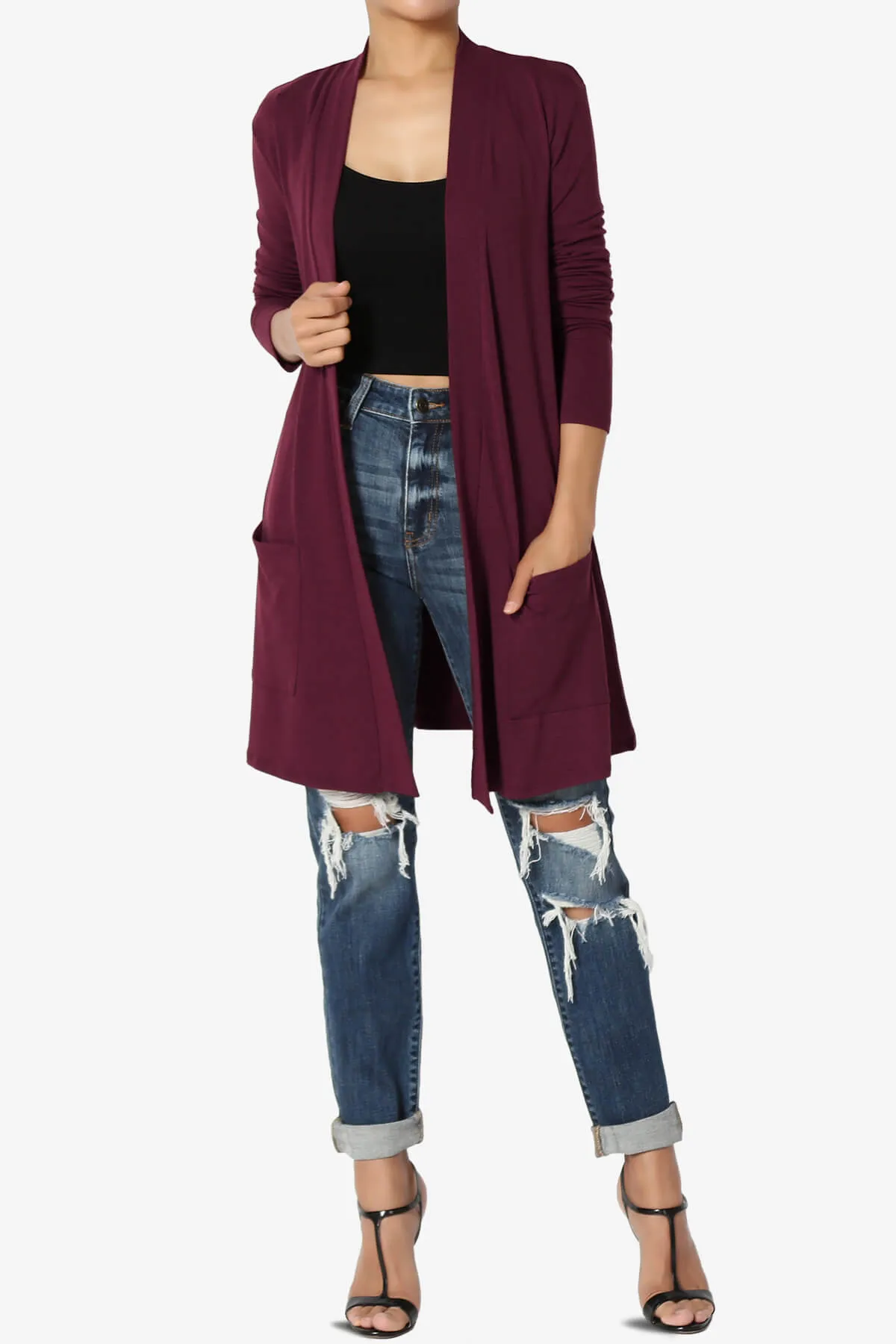 Daday Long Sleeve Pocket Open Front Cardigan