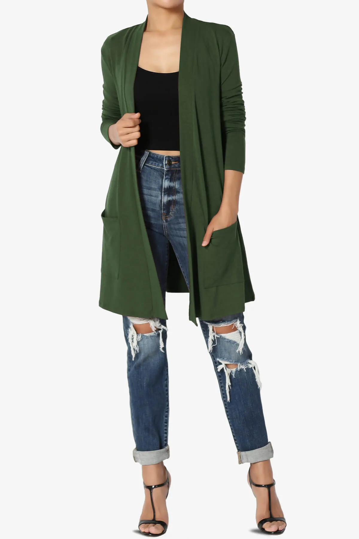 Daday Long Sleeve Pocket Open Front Cardigan