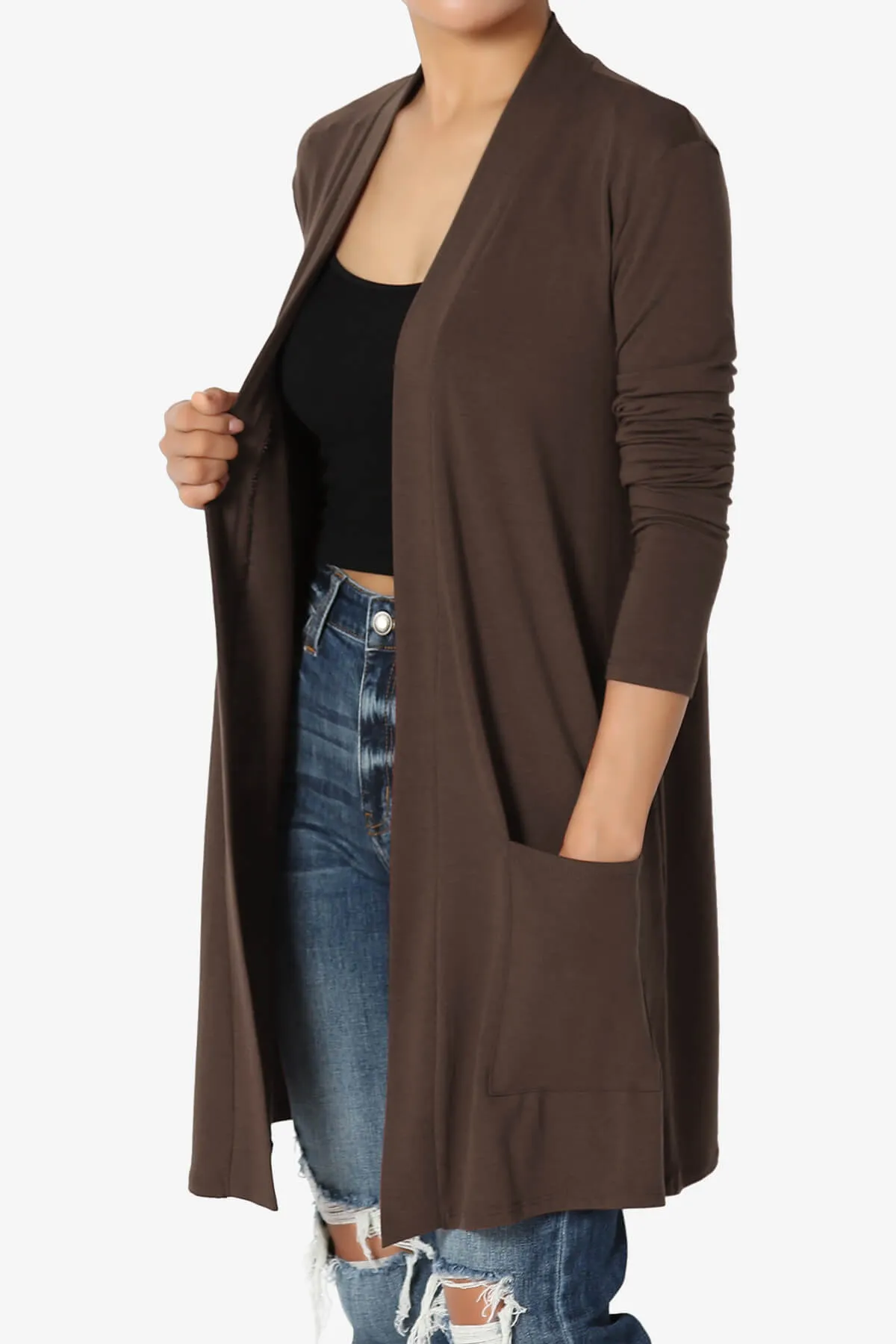 Daday Long Sleeve Pocket Open Front Cardigan