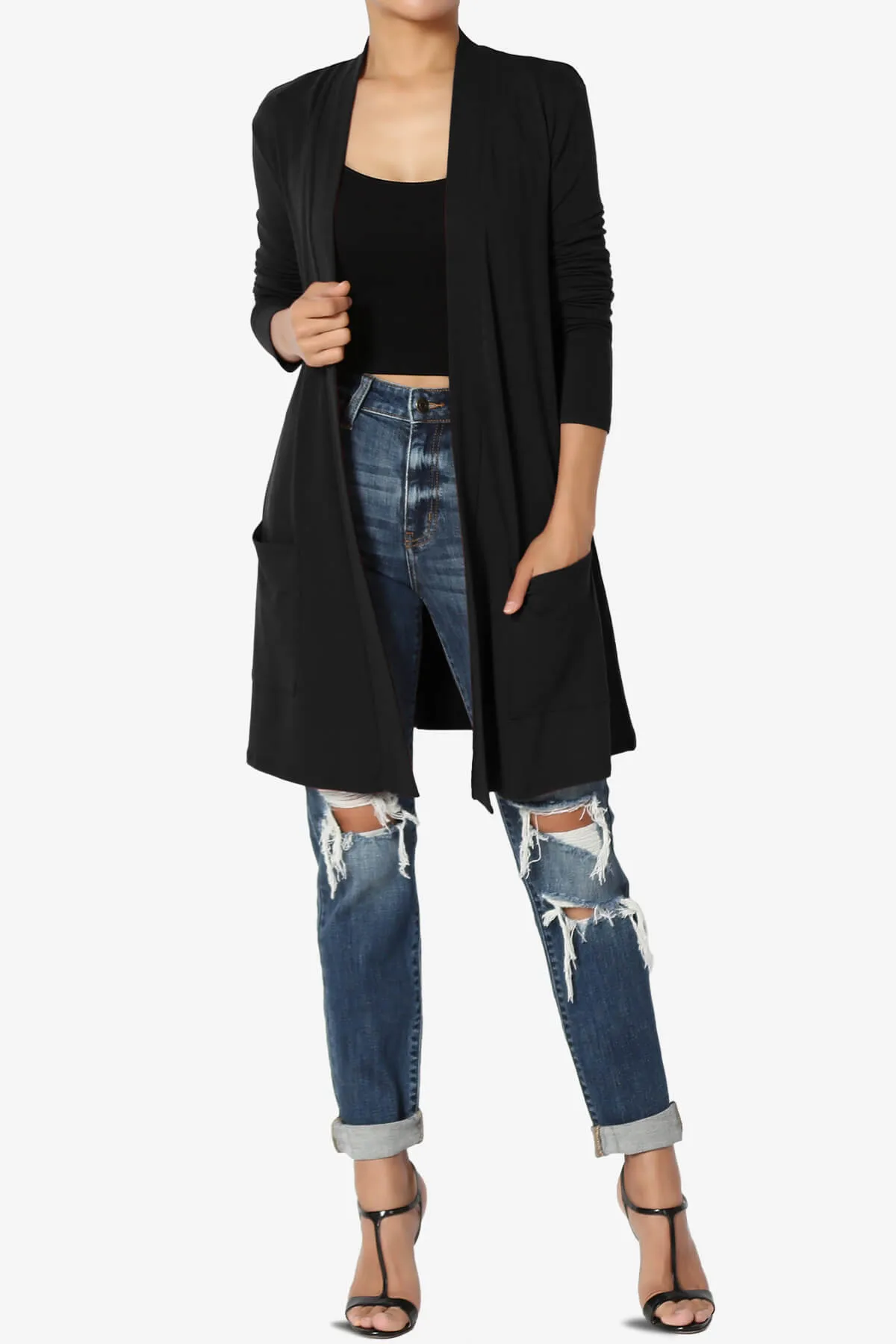 Daday Long Sleeve Pocket Open Front Cardigan